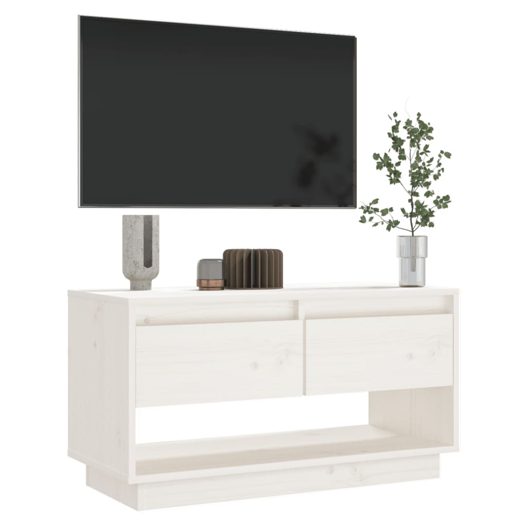 vidaXL tv-bord 74x34x40 cm massivt fyrretræ hvid