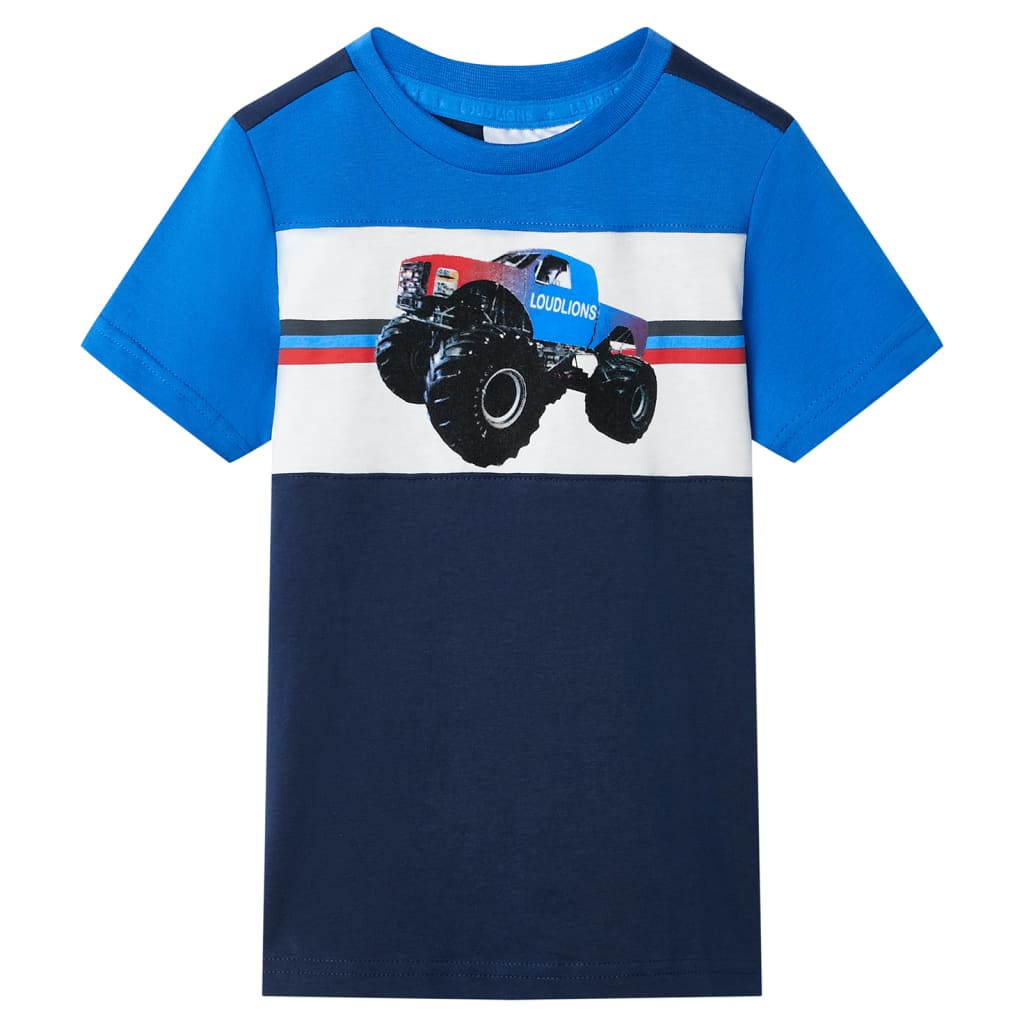 T-shirt til børn str. 92 blå og marineblå
