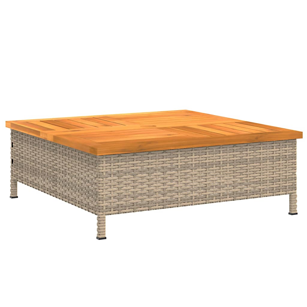 vidaXL skjuler til parasolfod 70x70x25 cm polyrattan + akacietræ beige