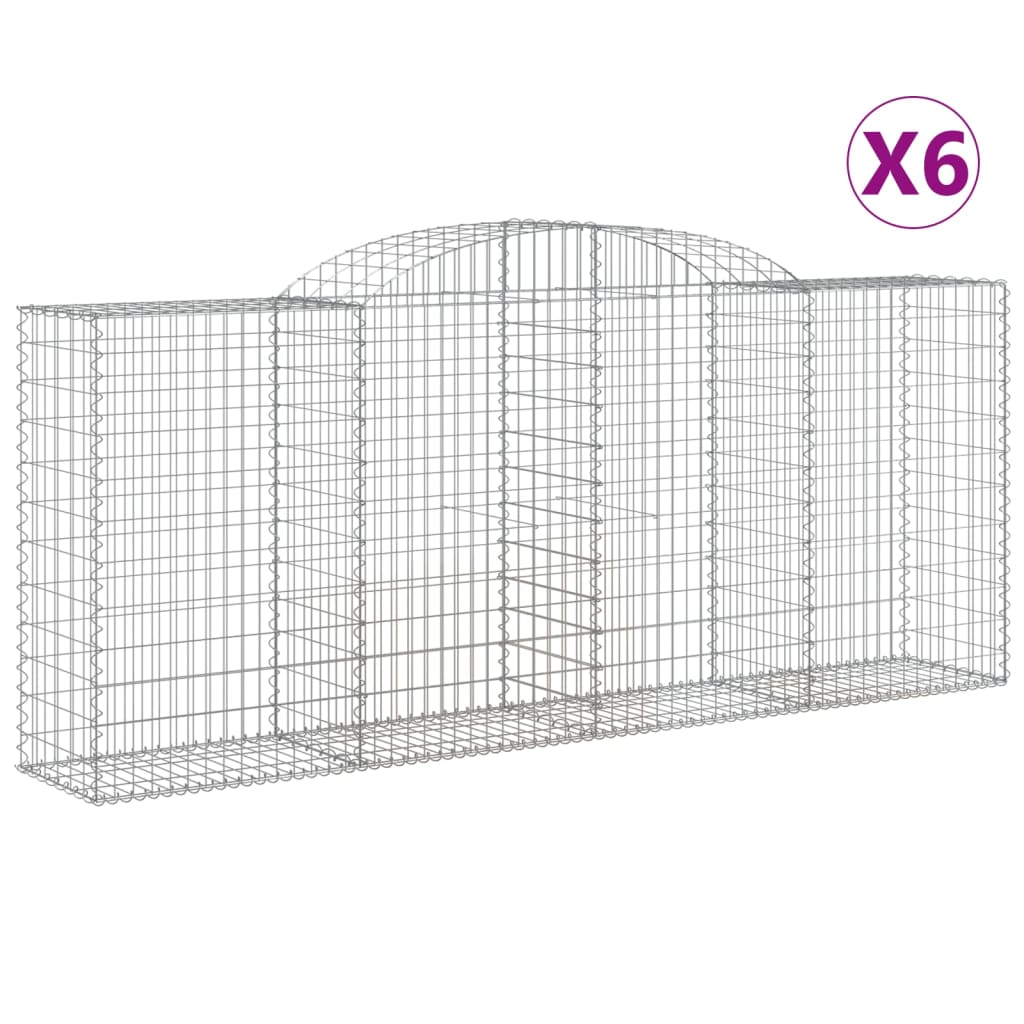 vidaXL buede gabionkurve 6 stk. 300x50x120/140 cm galvaniseret jern