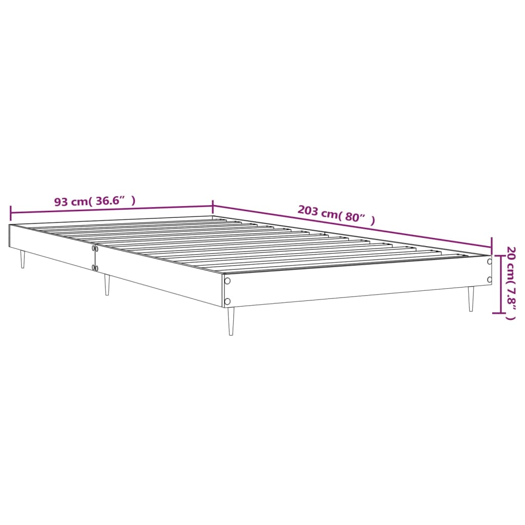 vidaXL sengeramme 90x200 cm uden madras konstrueret træ brunt eg