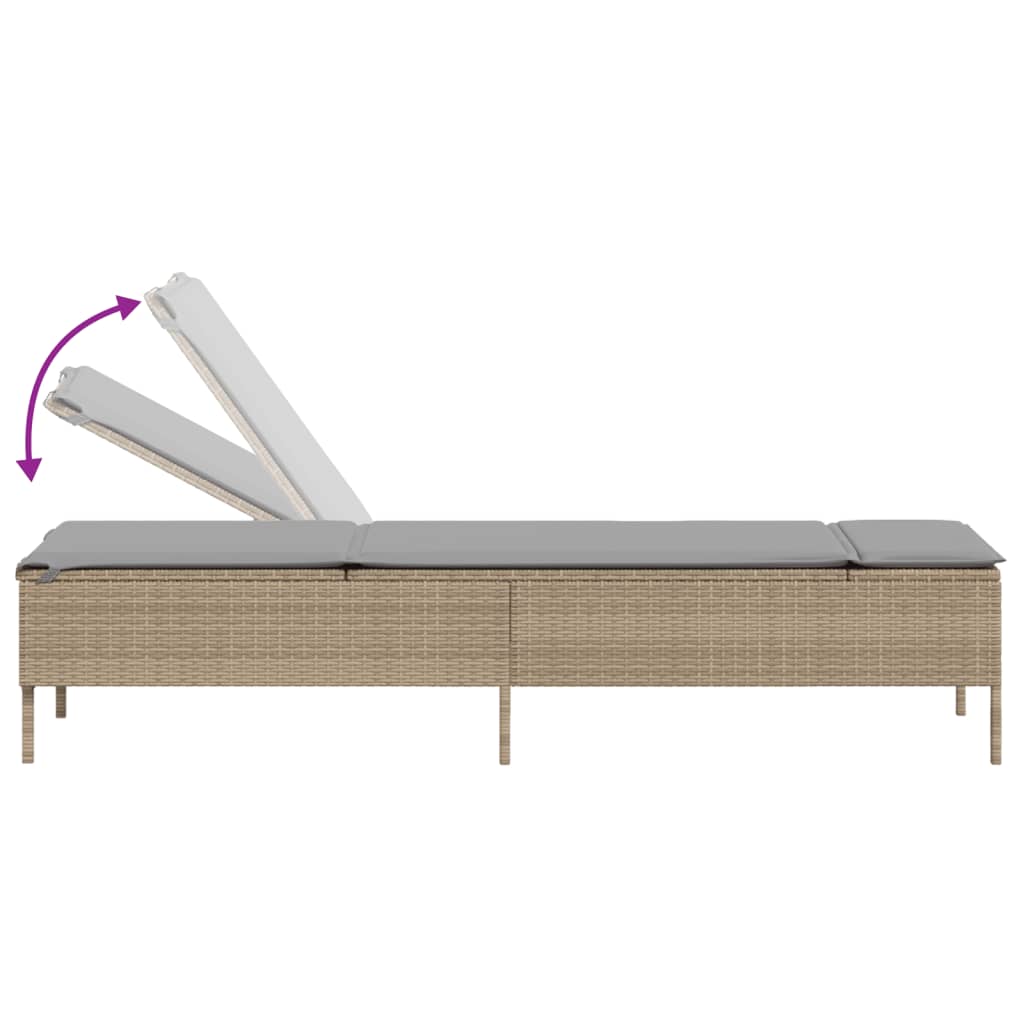 vidaXL liggestol med hynde polyrattan beige