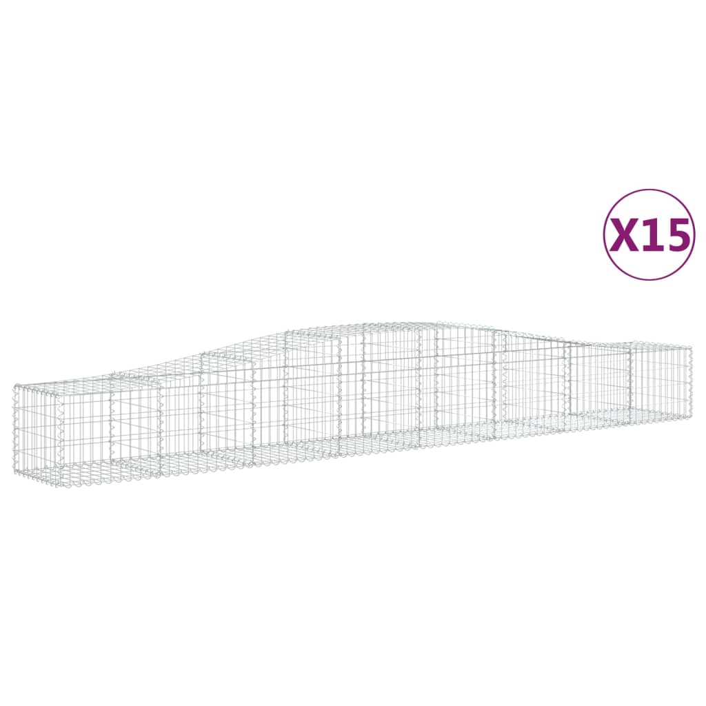 vidaXL buede gabionkurve 15 stk. 400x50x40/60 cm galvaniseret jern