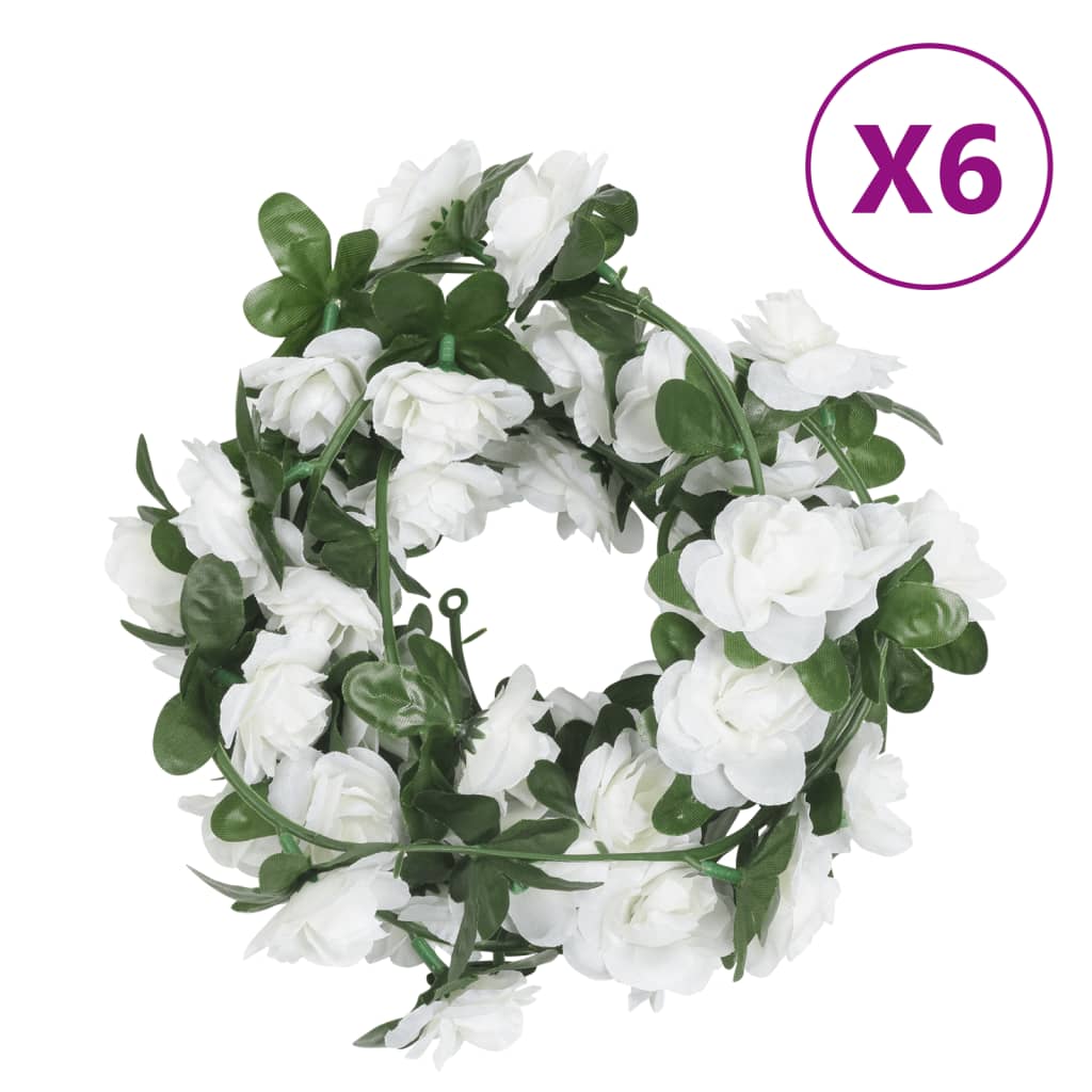 vidaXL blomsterguirlander til jul 6 stk. 240 cm hvid