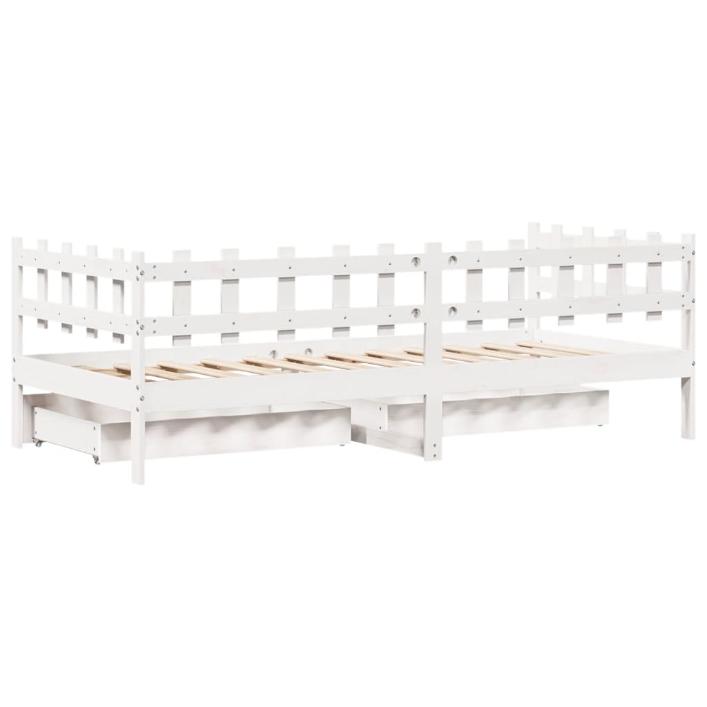 vidaXL daybed med skuffer 80x200 cm massivt fyrretræ hvid