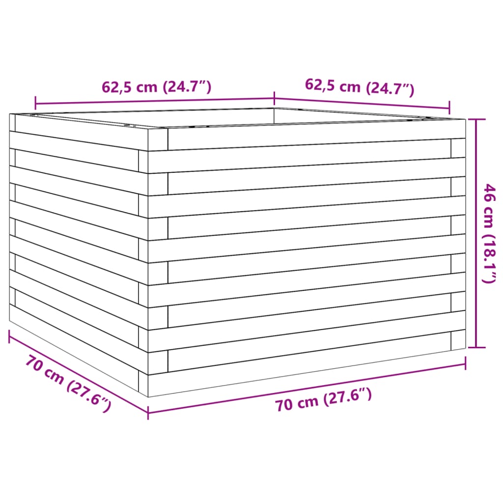 vidaXL plantekasse 70x70x46 cm imprægneret fyrretræ