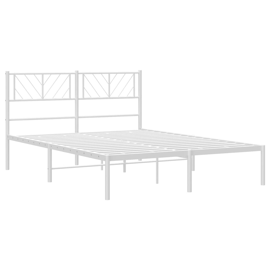 vidaXL sengeramme med sengegavl 150x200 cm metal hvid