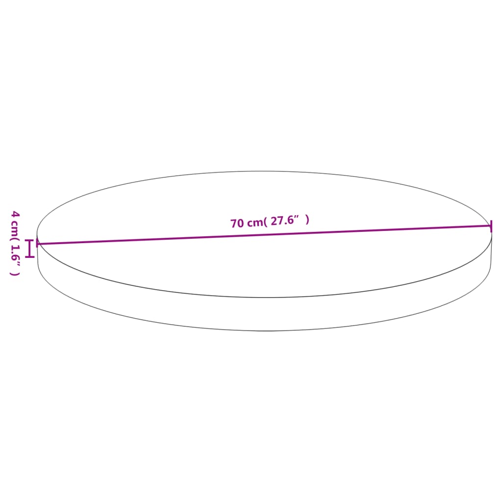 vidaXL bordplade Ø70x4 cm bambus