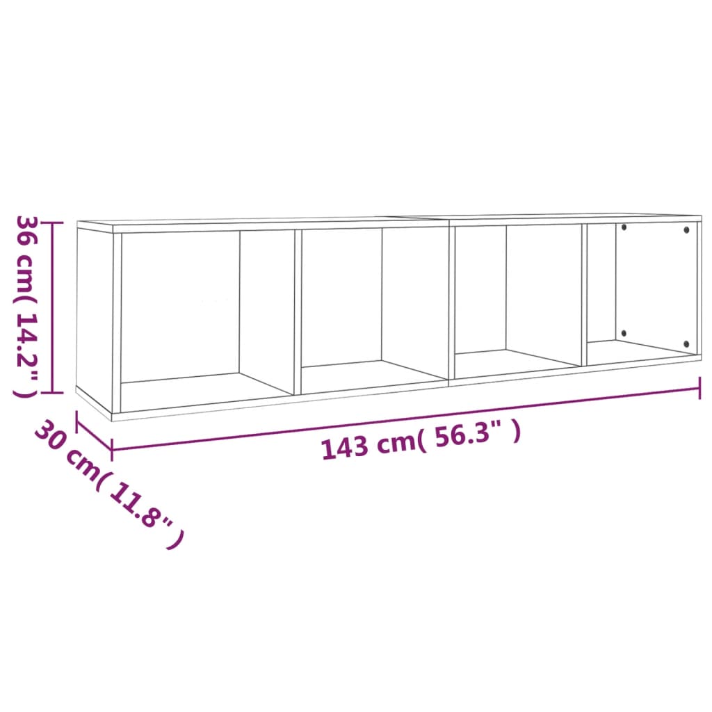 vidaXL bogreol/tv-skab 36x30x143 cm konstrueret træ røget egetræsfarve