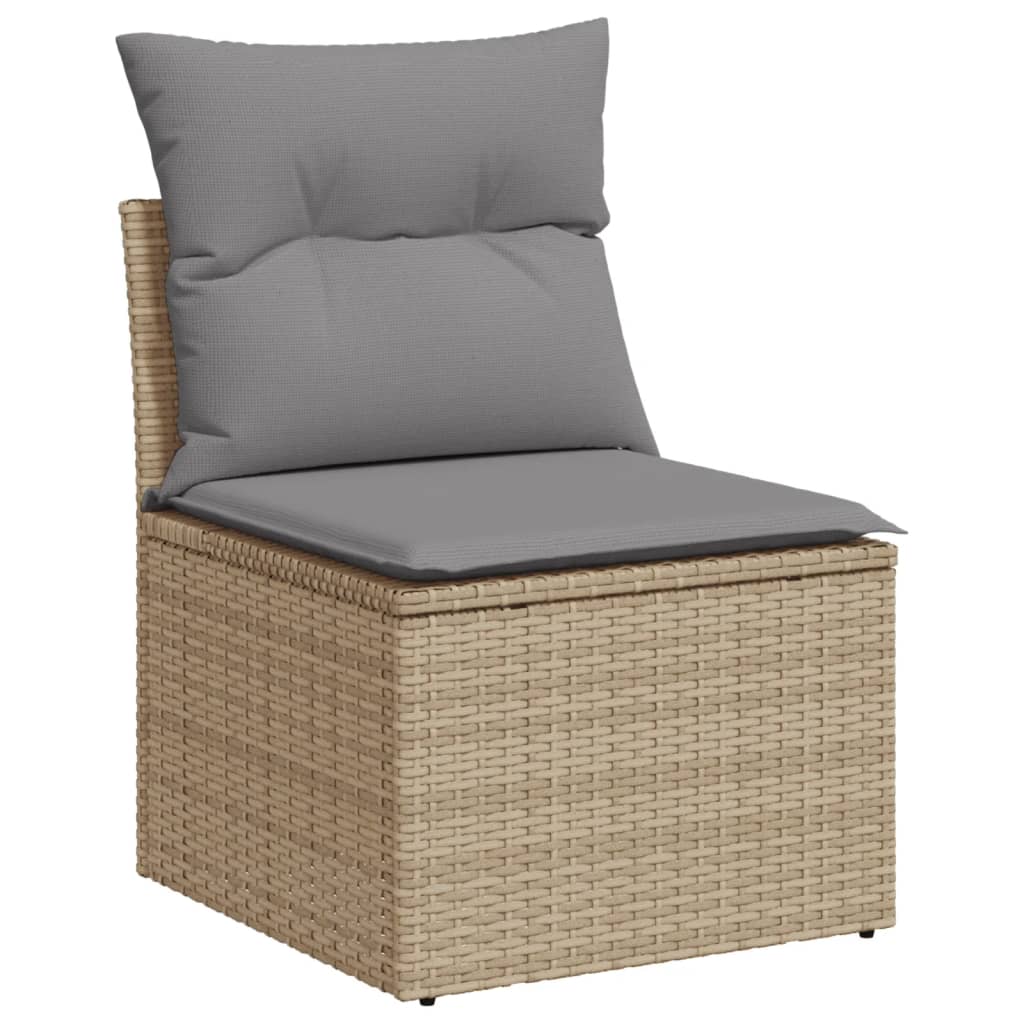 vidaXL havesofasæt 6 dele med hynder polyrattan beige