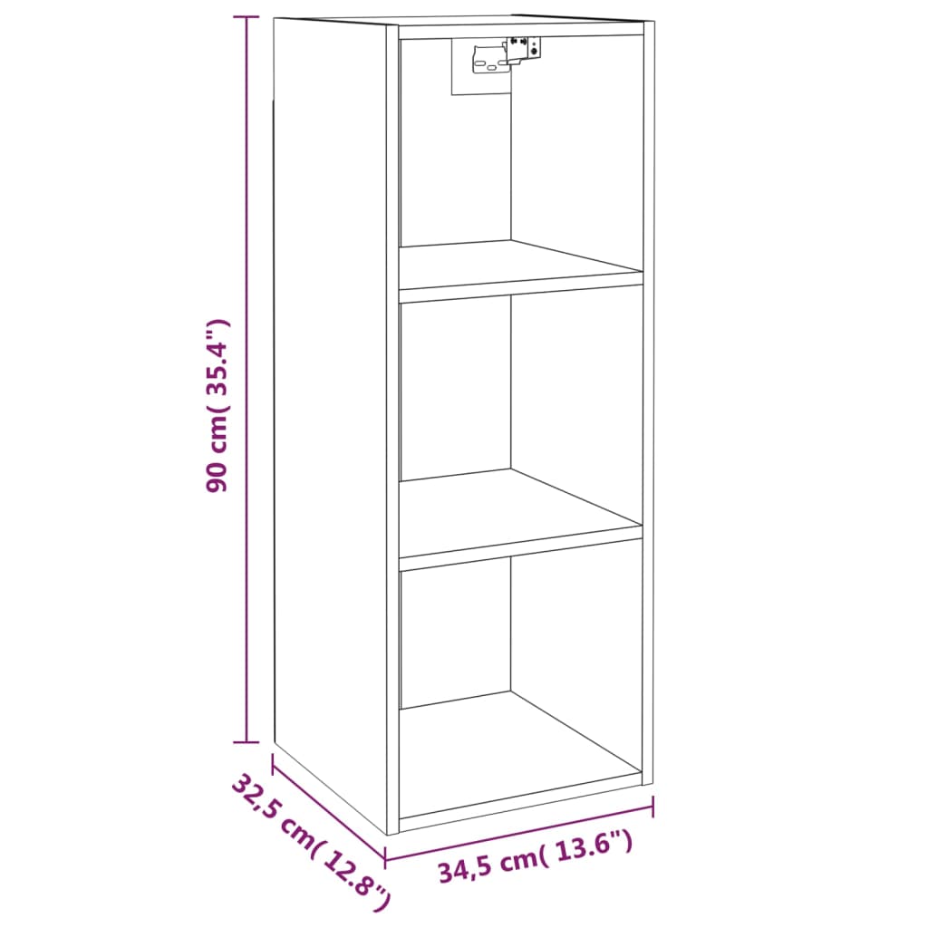 vidaXL vægskab 34,5x32,5x90 cm konstrueret træ betongrå