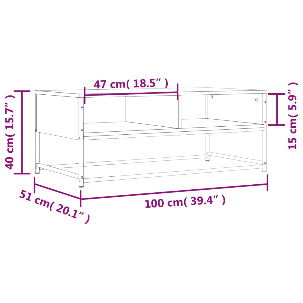 vidaXL sofabord 100x51x40 cm konstrueret træ brun egetræsfarve