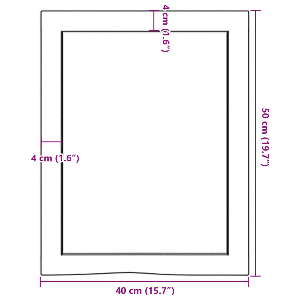 vidaXL bordplade til badeværelse 40x50x(2-6) cm massivt træ lysebrun