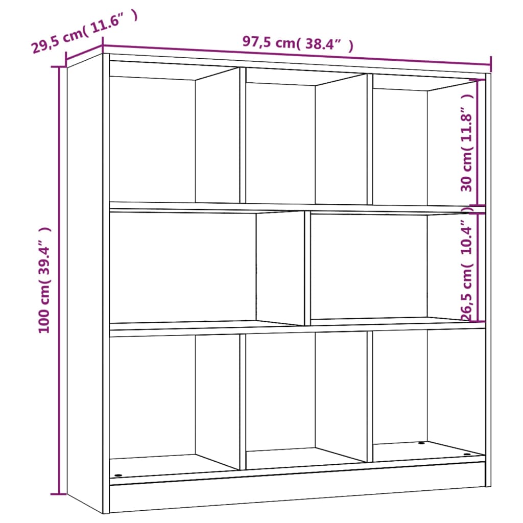 vidaXL bogreol 97,5x29,5x100 cm konstrueret træ grå sonoma-eg