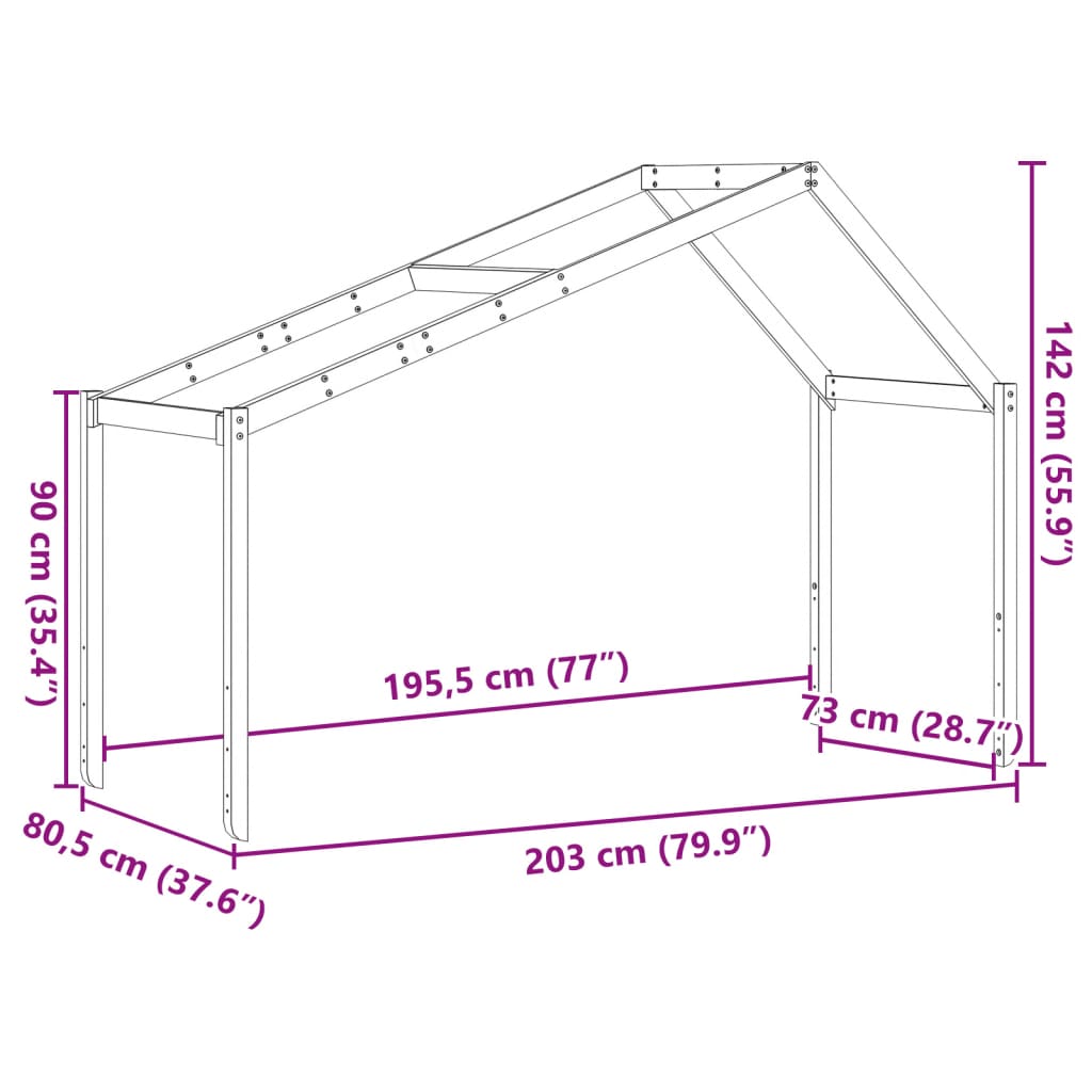 vidaXL stel til husseng 203x80,5x142 cm massivt fyrretræ gyldenbrun