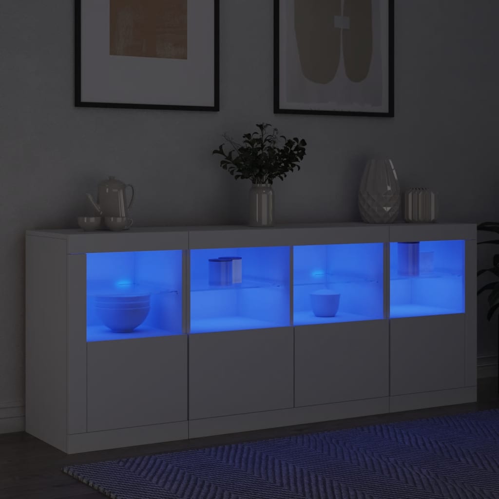 vidaXL skænk med LED-lys 163x37x67 cm hvid