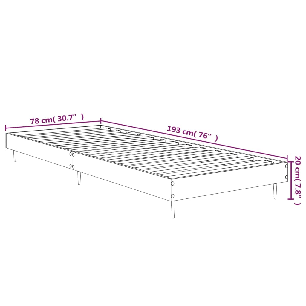 vidaXL sengeramme 75x190 cm uden madras konstrueret træ brunt eg