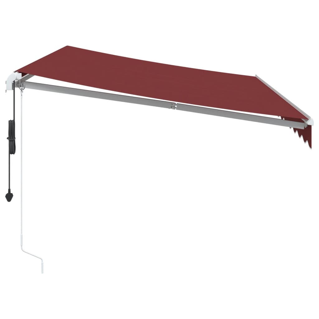 vidaXL markise med LED-lys 350x250 cm automatisk betjening bordeaux