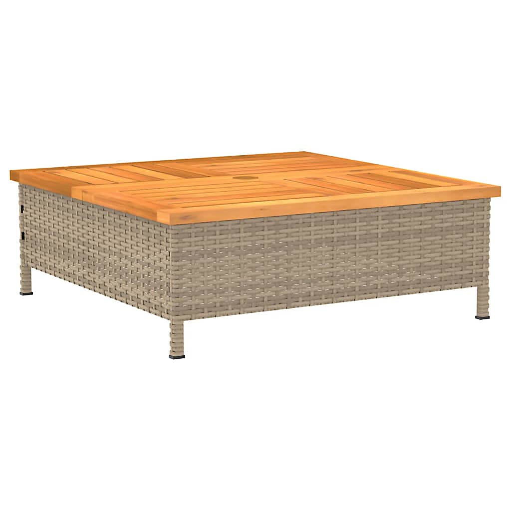 vidaXL skjuler til parasolfod 70x70x25 cm polyrattan + akacietræ beige