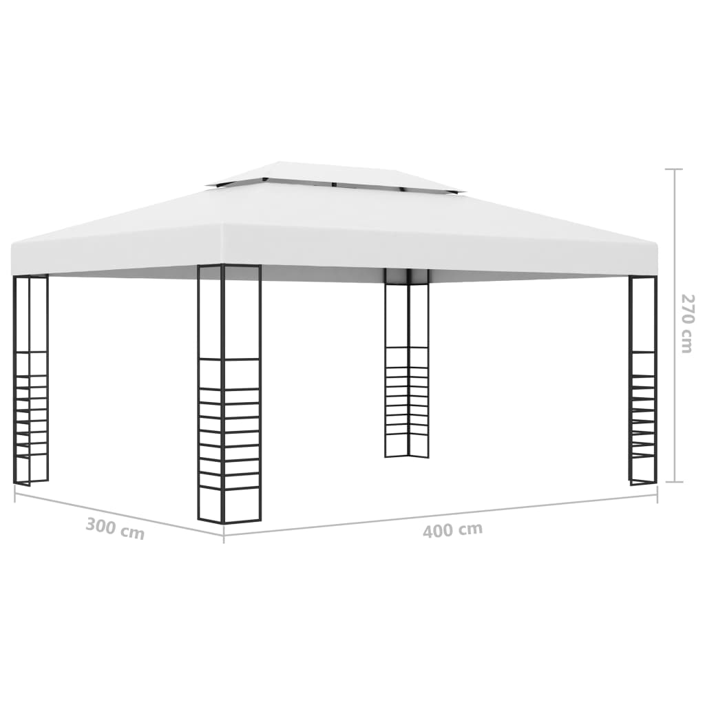 vidaXL pavillon med LED-lyskæder 4x3x2,7 m hvid