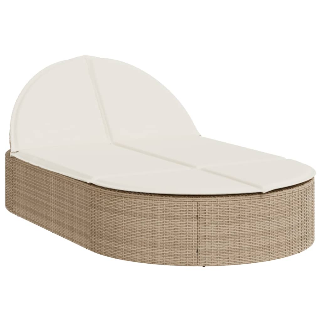 vidaXL solseng med hynder polyrattan beige