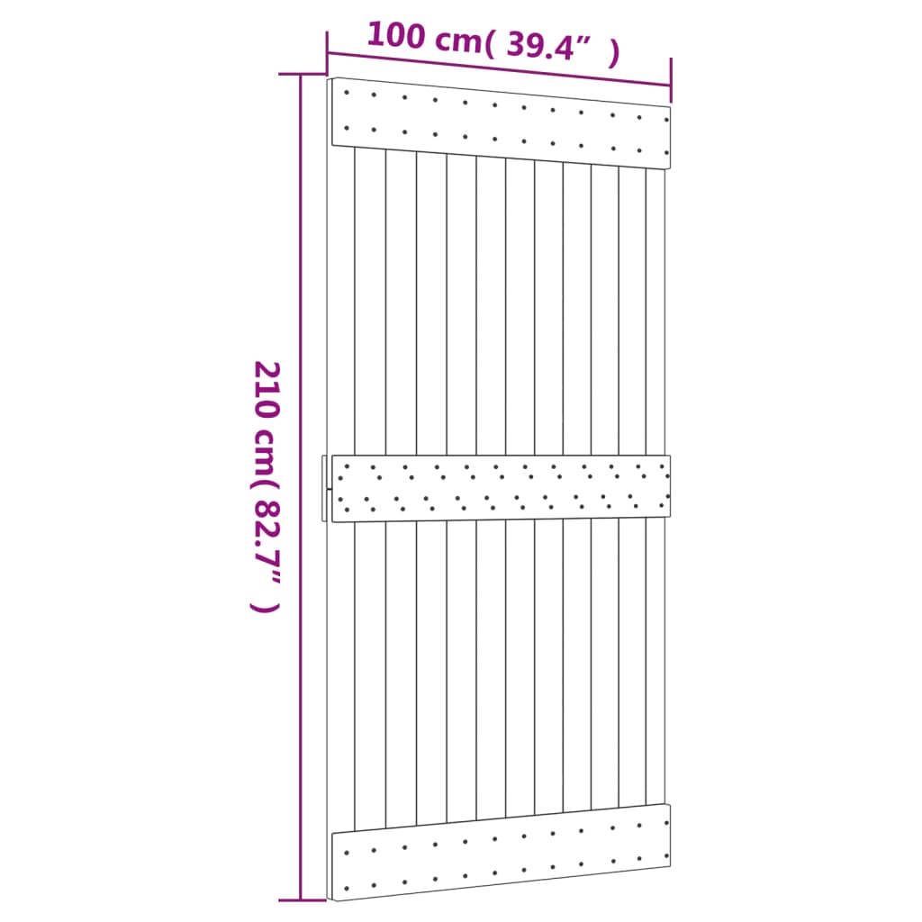 vidaXL dør NARVIK 100x210 cm massivt fyrretræ