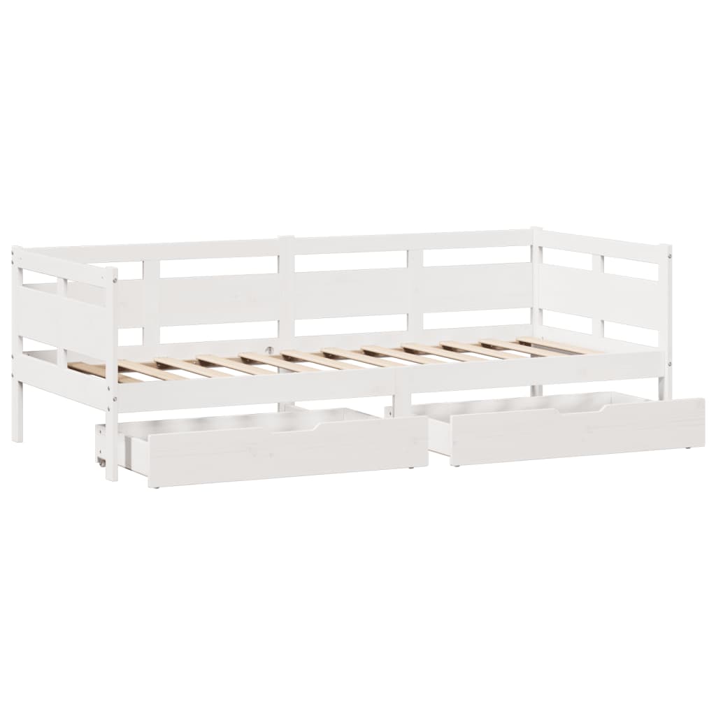 vidaXL daybed med skuffer 80x200 cm massivt fyrretræ hvid