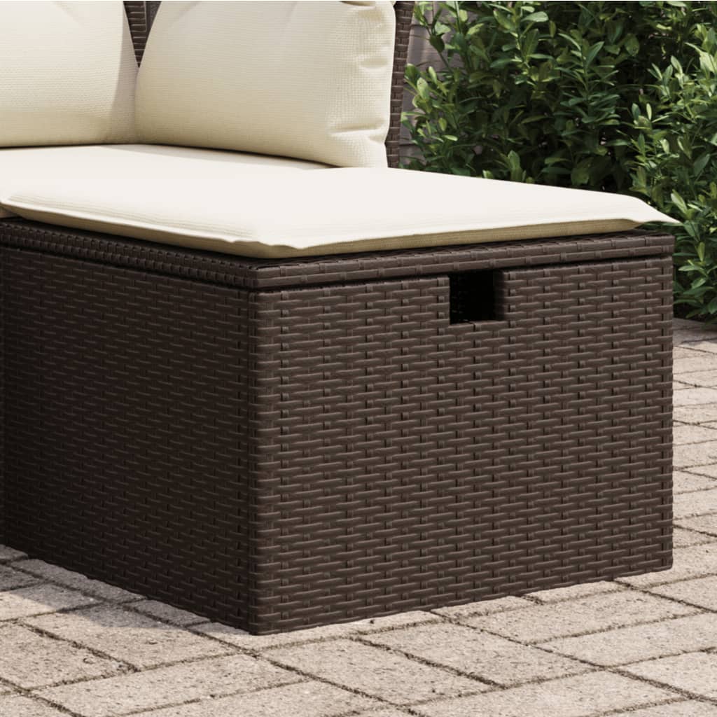 vidaXL haveskammel med hynde 55x55x37 cm polyrattan brun