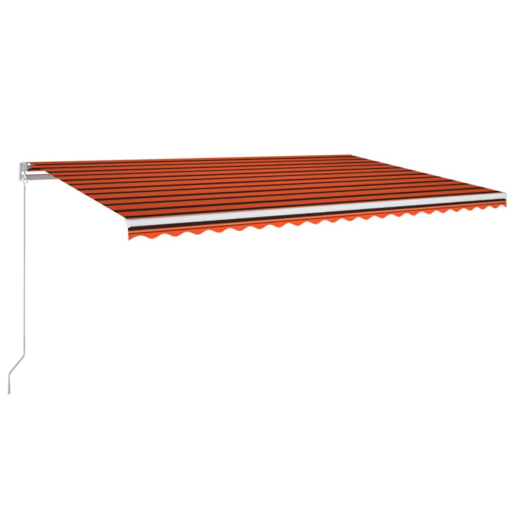 vidaXL markise m. LED-lys 500x300 cm manuel betjening orange og brun