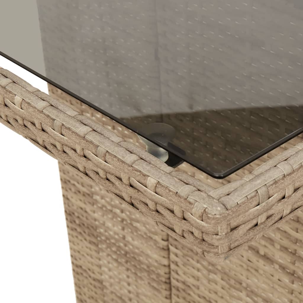 vidaXL havebord med glastop 190x80x74 cm polyrattan beige