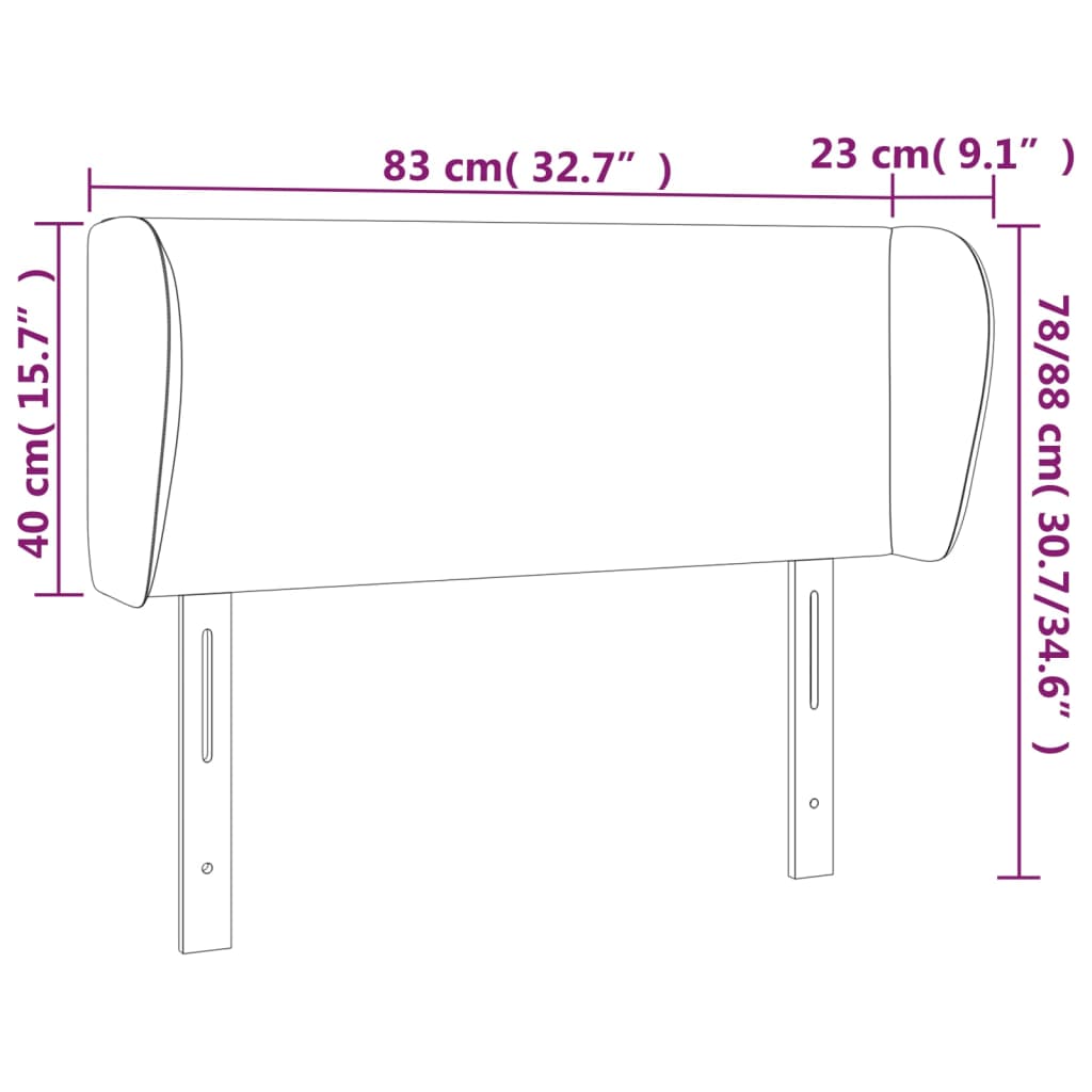 vidaXL sengegavl med kanter 83x23x78/88 cm kunstlæder sort