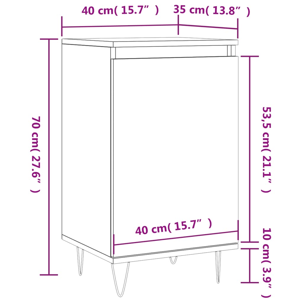 vidaXL skænke 2 stk. 40x35x70 cm konstrueret træ betongrå