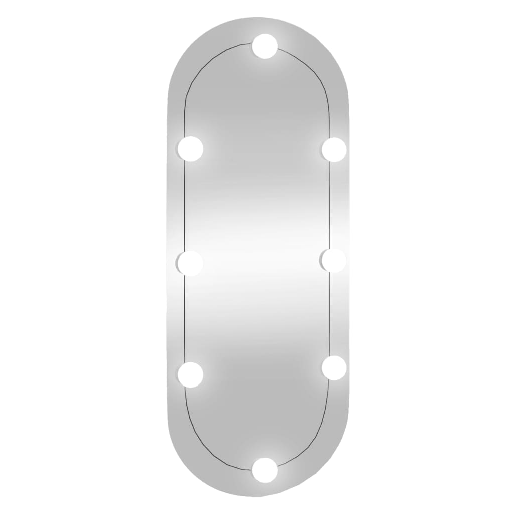 vidaXL vægspejl med LED-lys 35x70 cm oval glas