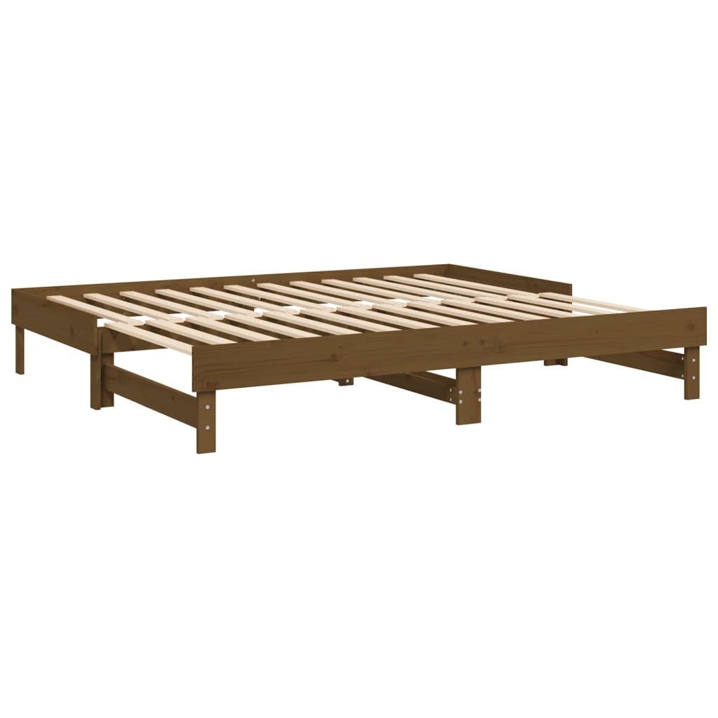 vidaXL daybed med udtræk 2x(80x200) cm massivt fyrretræ gyldenbrun