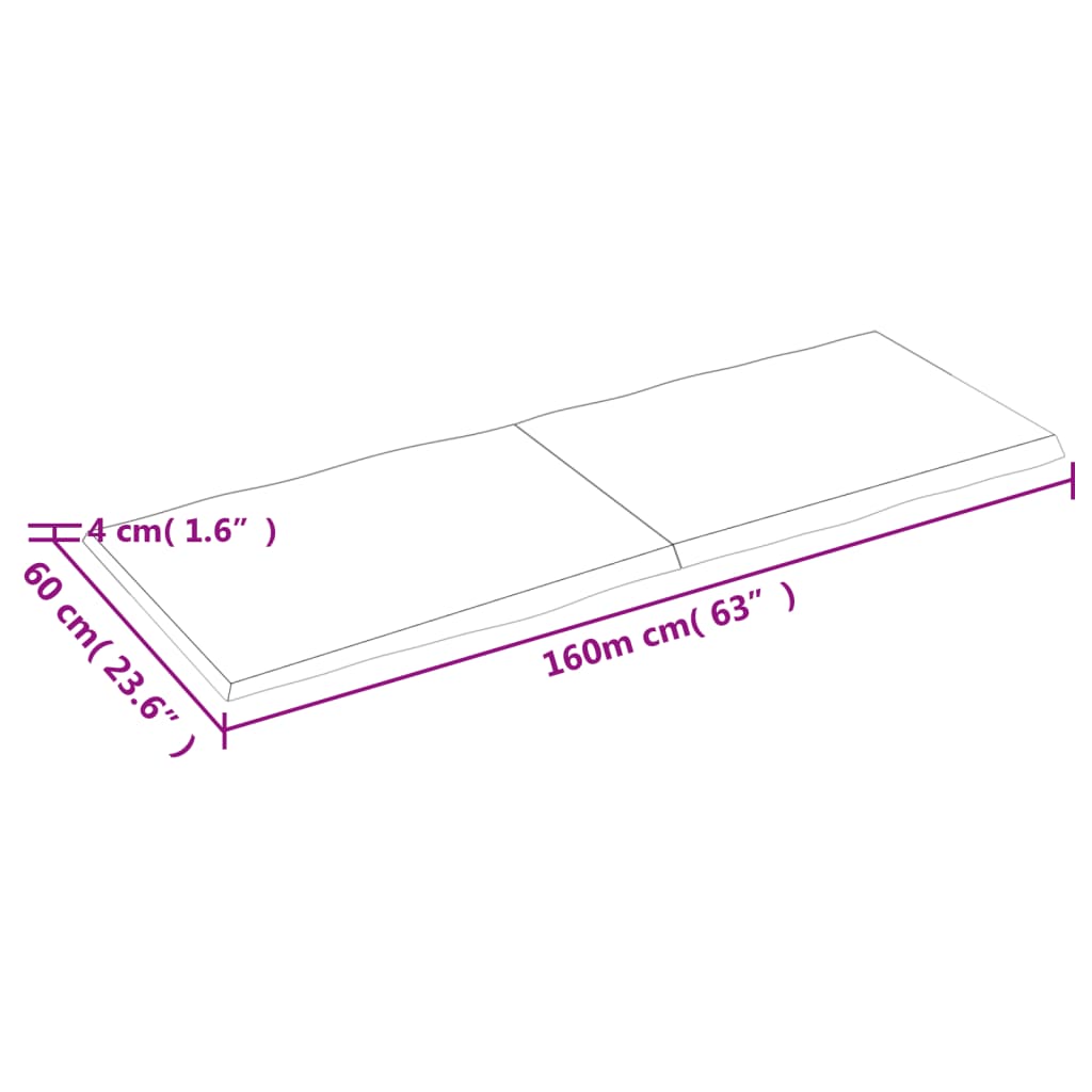 vidaXL bordplade 160x60x(2-4) cm naturlig kant behandlet træ lysebrun