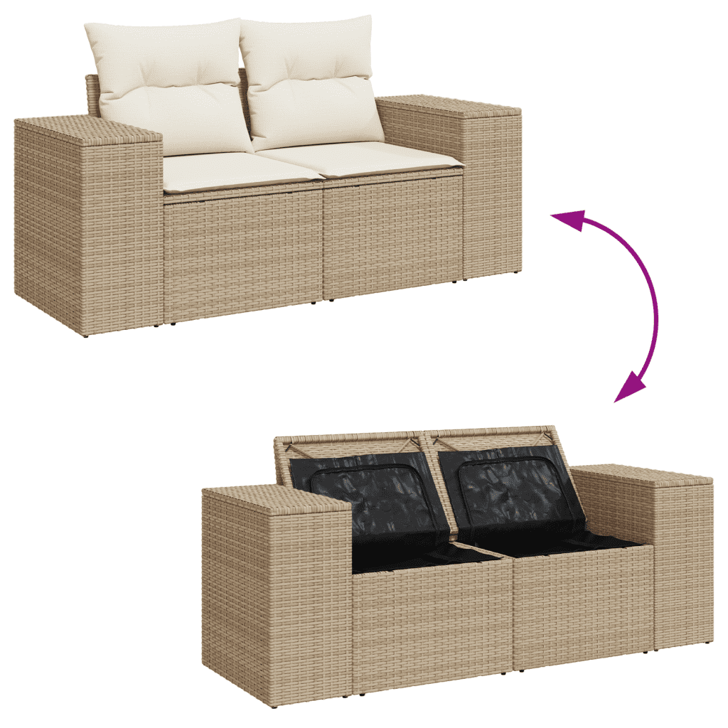 vidaXL sofasæt til haven 4 dele med hynder polyrattan beige