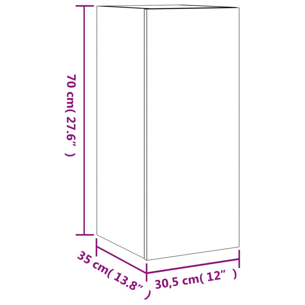 vidaXL væghængte tv-borde 2 stk. LED-lys 30,5x35x70 cm grå sonoma-eg