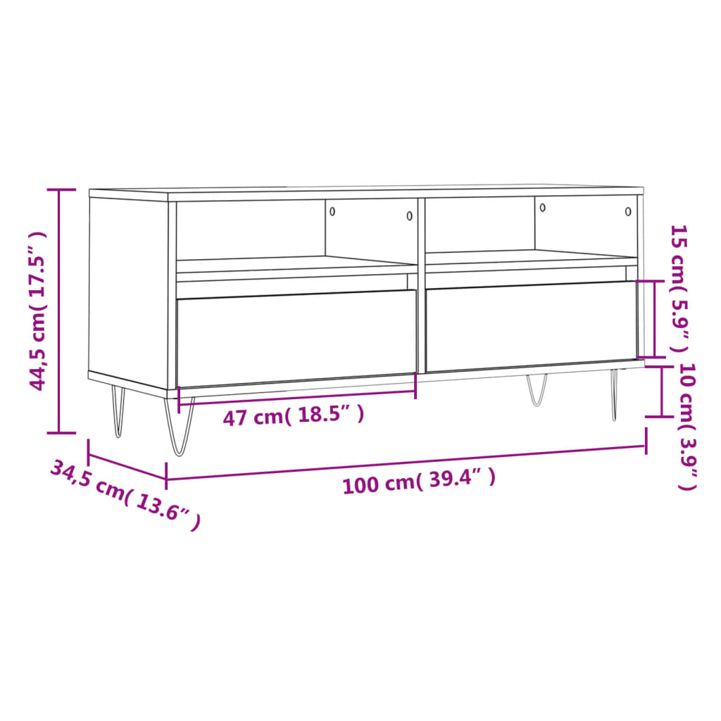 vidaXL tv-bord 100x34,5x44,5 cm konstrueret træ hvid højglans