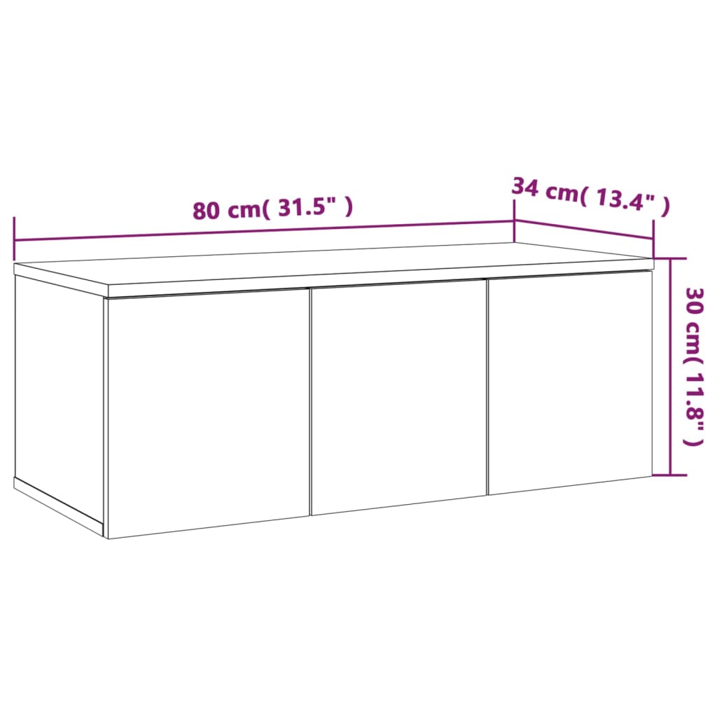 vidaXL tv-bord 80x34x30 cm konstrueret træ grå sonoma-eg