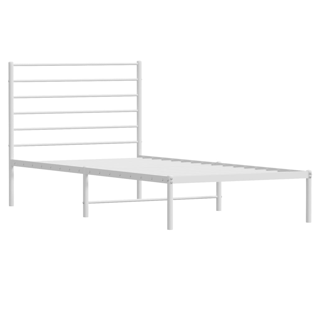 vidaXL sengeramme med sengegavl 90x200 cm metal hvid