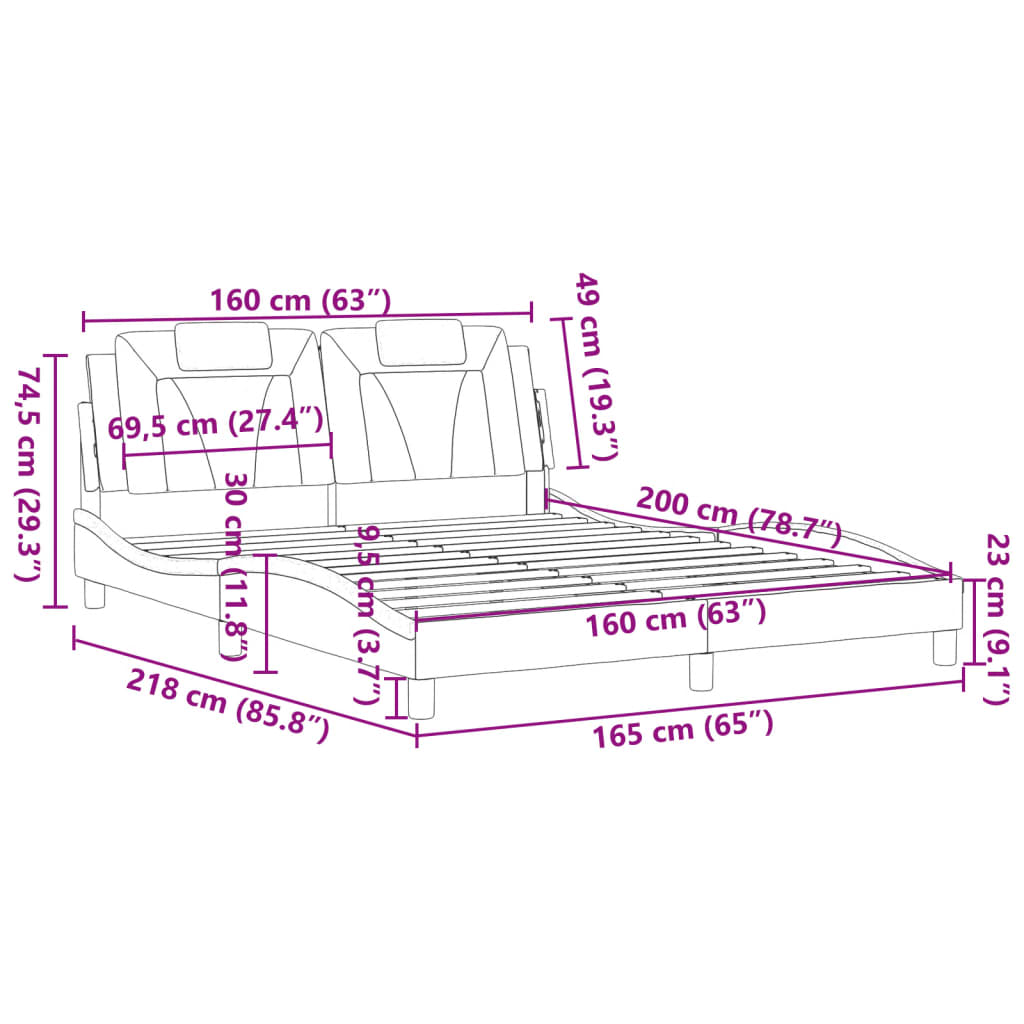 vidaXL sengeramme med sengegavl 160x200 cm kunstlæder hvid