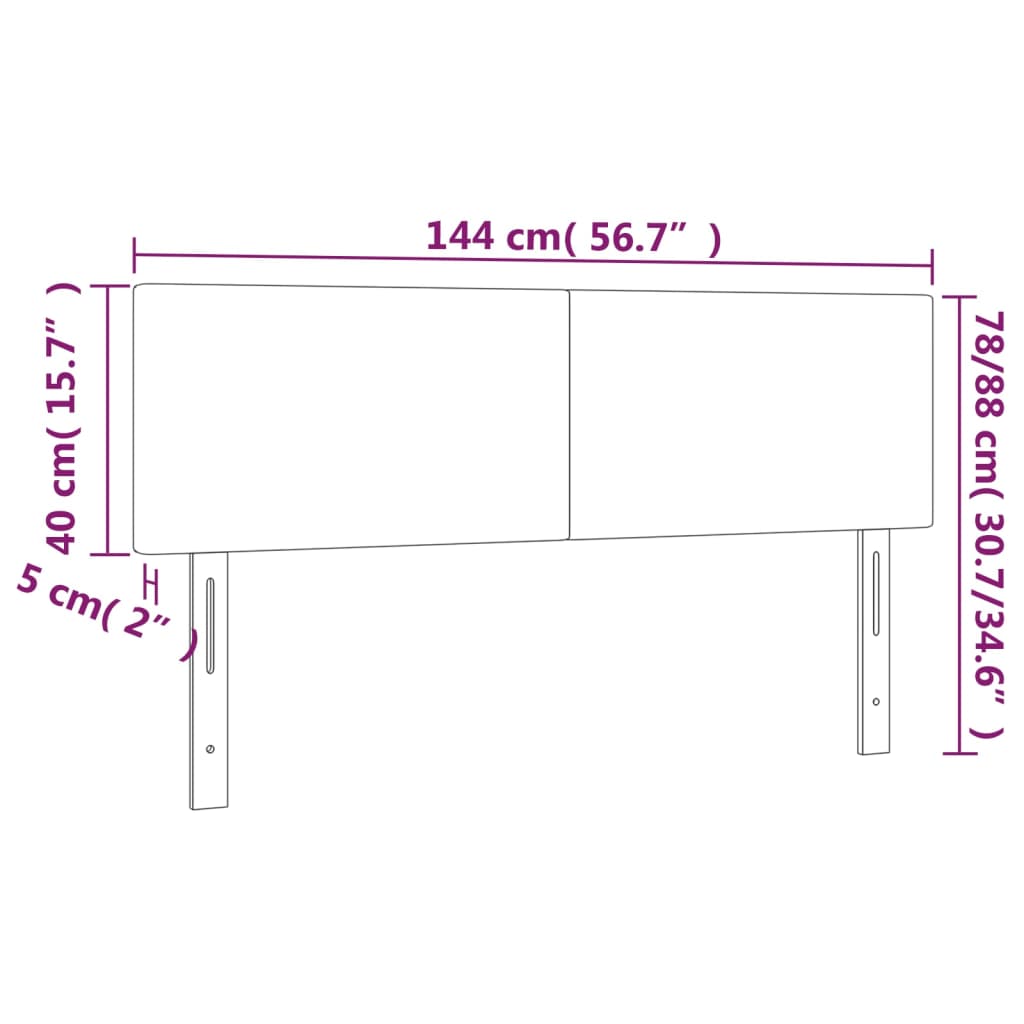 vidaXL sengegavle 2 stk. 72x5x78/88 cm fløjl lysegrå