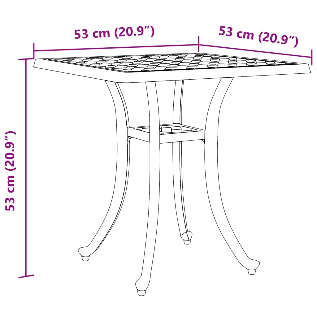 vidaXL havebord 53x53x53 cm støbt aluminium hvid