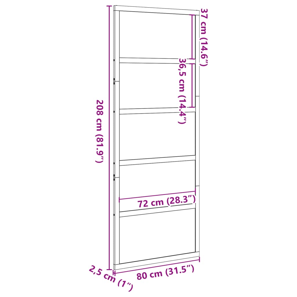 vidaXL skydedør 80x208 cm massivt fyrretræ hvid