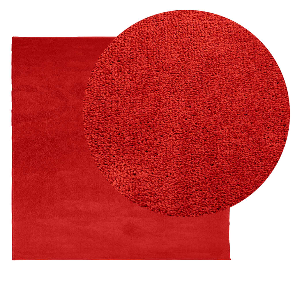 vidaXL gulvtæppe OVIEDO 120x120 cm kort luv rød