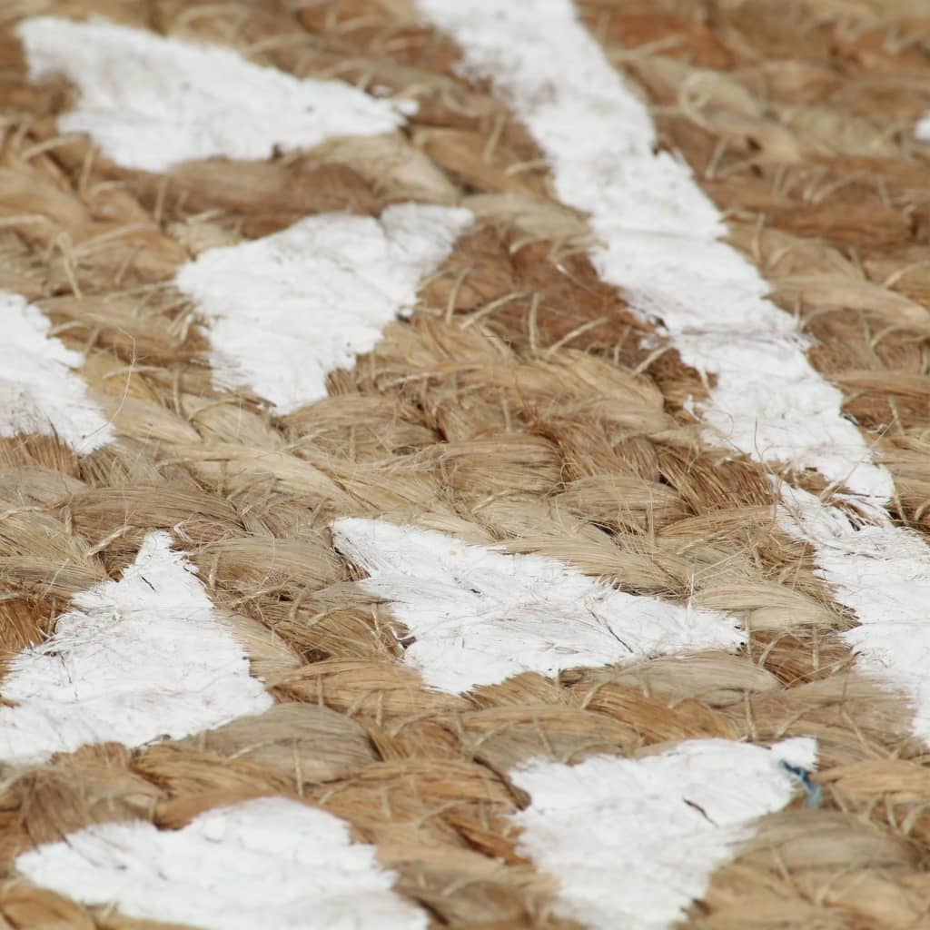vidaXL håndlavet tæppe med hvidt print jute 90 cm