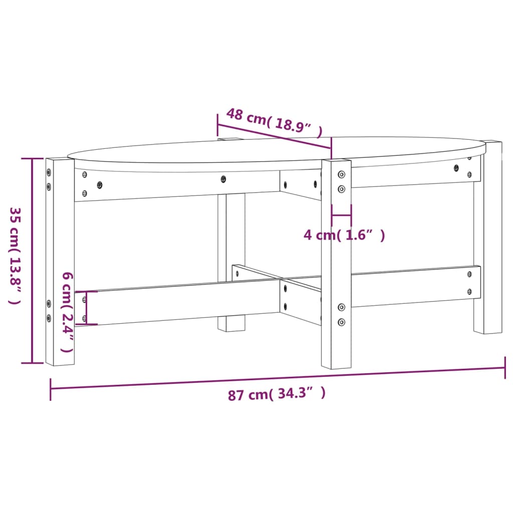 vidaXL sofabord 87x48x35 cm massivt fyrretræ gyldenbrun