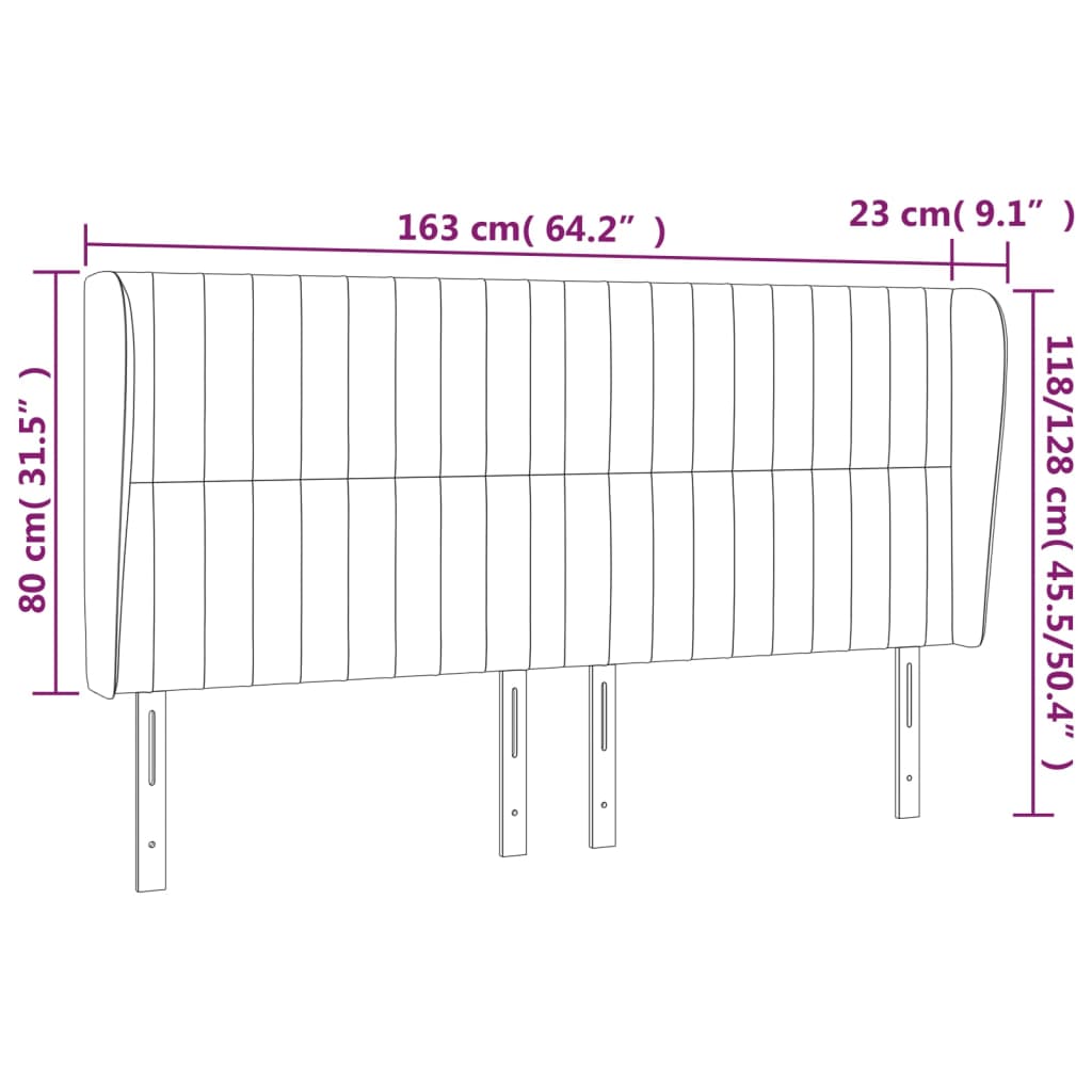 vidaXL sengegavl med kanter 163x23x118/128 cm fløjl mørkegrøn