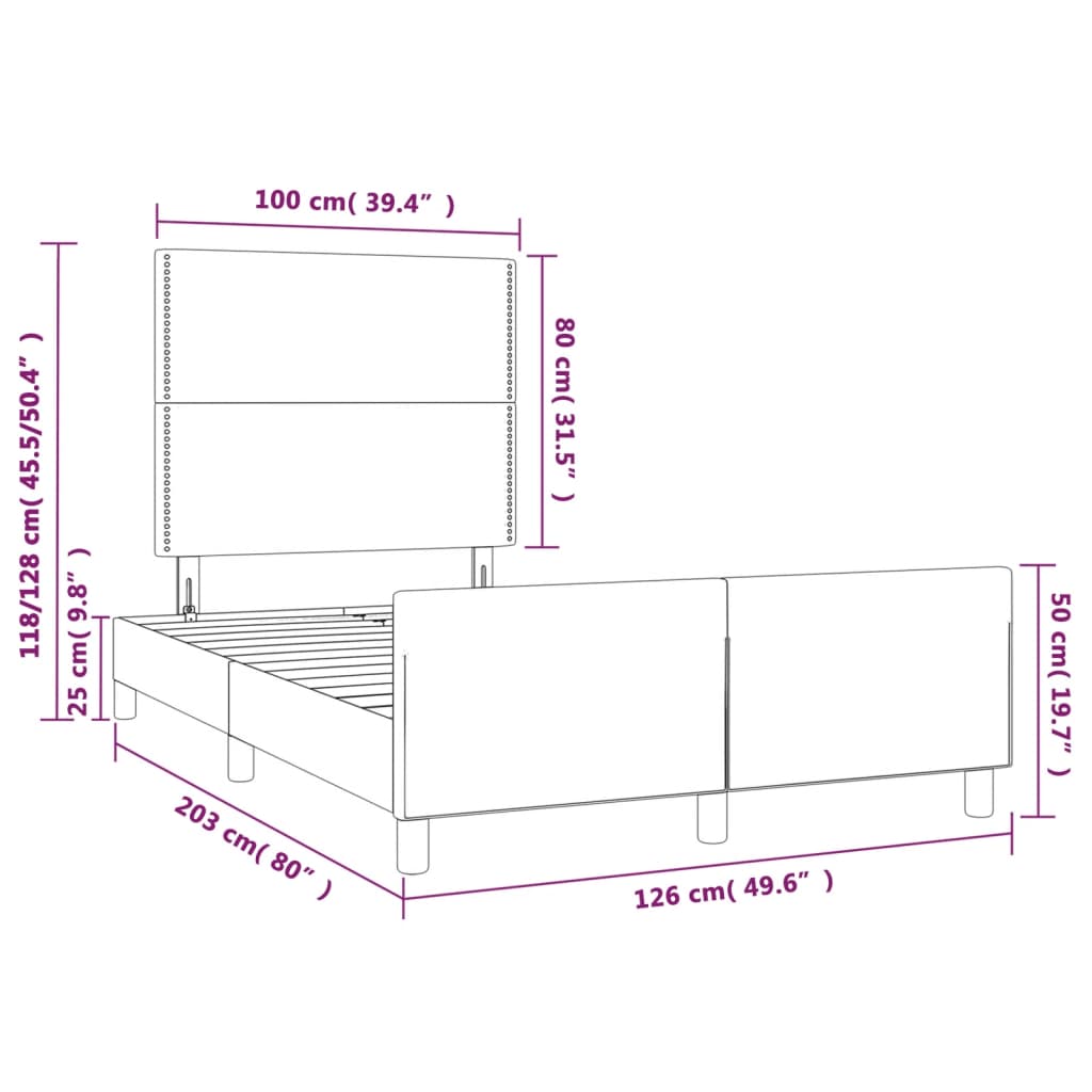 vidaXL sengeramme med sengegavl 120x200 cm kunstlæder cappuccinofarvet