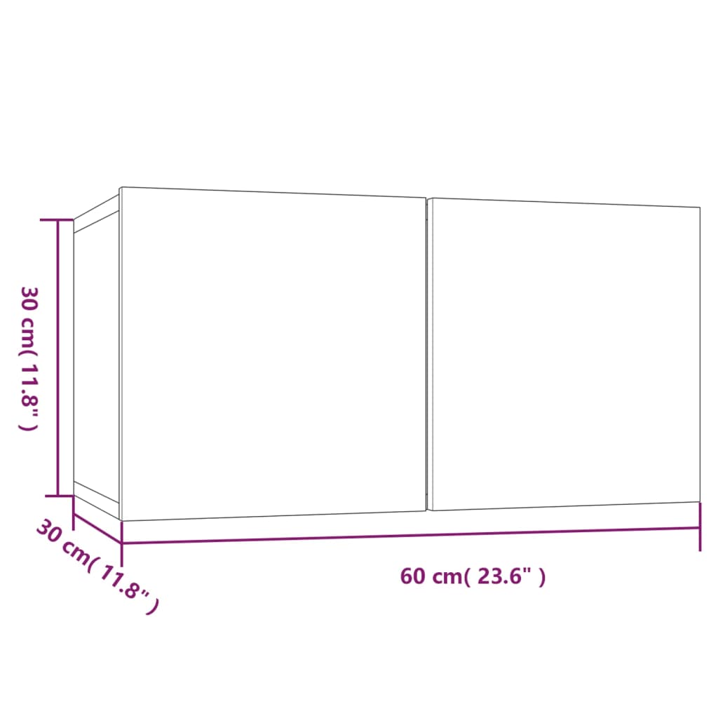 vidaXL væghængt tv-bord 60x30x30 cm konstrueret træ grå sonoma-eg